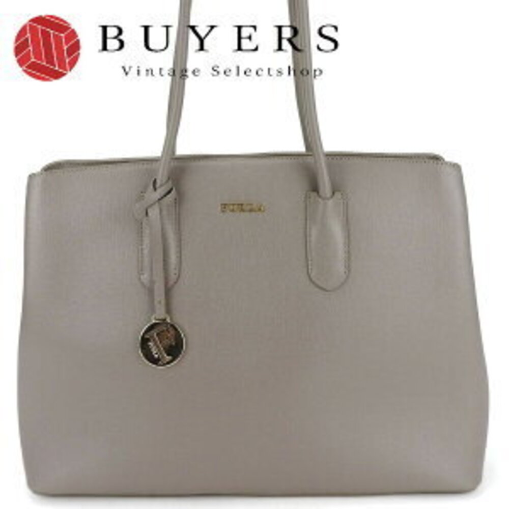 Furla tote bag Greige Gray Brown Gray leather carrying over the shoulder